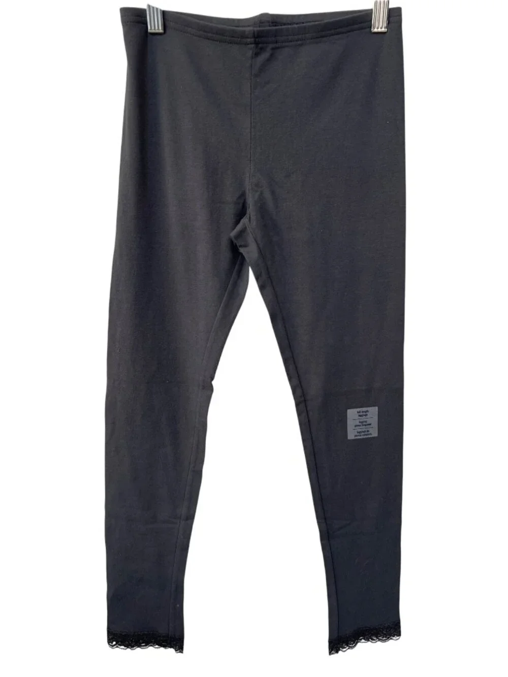 Old Navy Girls Full-Length Leggings XL Gray Cotton Spandex Lace Trim